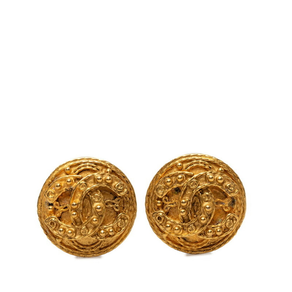 Chanel Coco Mark Earrings, Gold Plated, Women's CHANEL